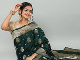Banarasi Meenakari Gaji Silk Zari - Rama Green